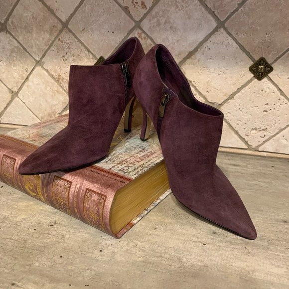 Nine West Purple Suede Booties Size 7 - Picture 2 of 12